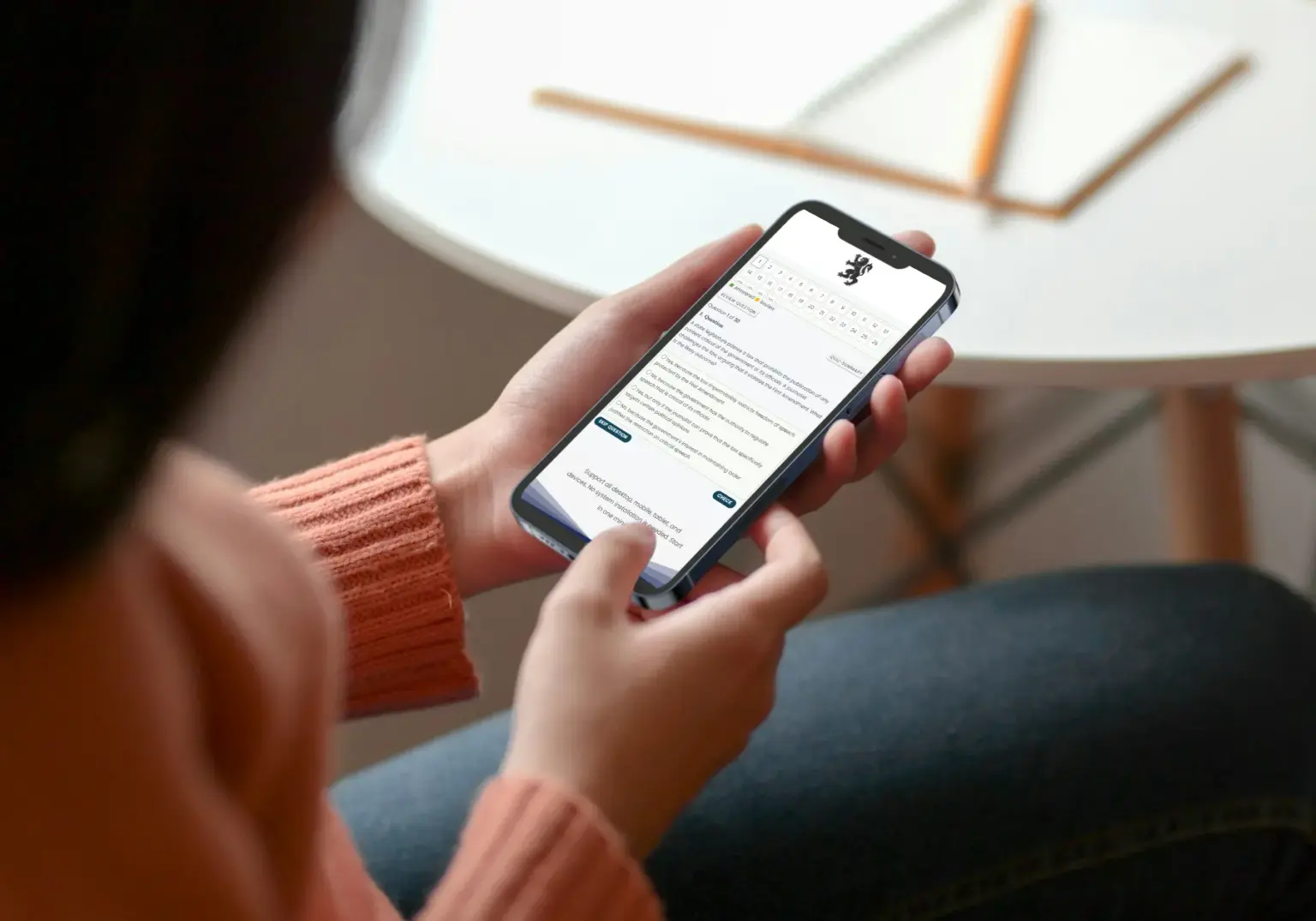 Candidate using CIA QuizBank on mobile